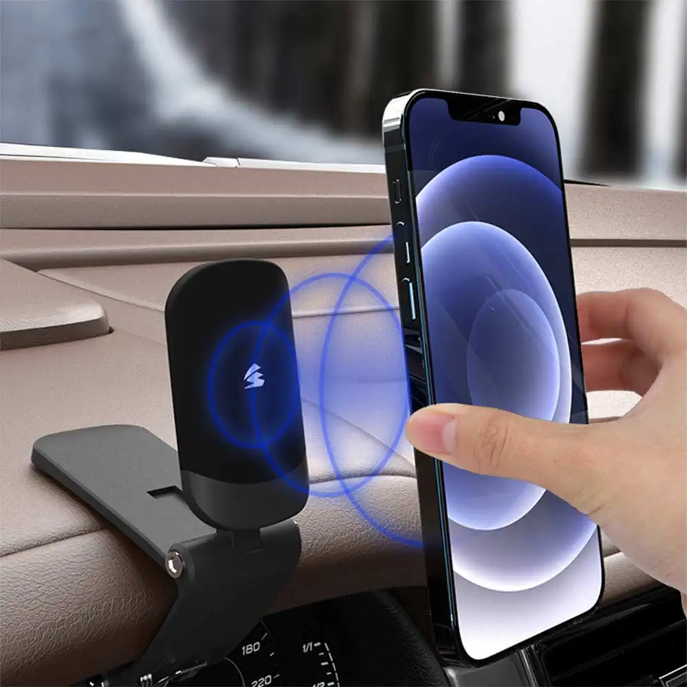 

360 Degree Adjustable Car Mini Magnetic HUD Phone Holder Dashboard Mount Silent Car GPS Navigation Bracket Auto Accessories