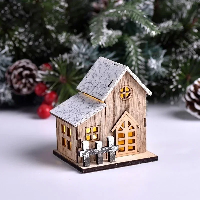 Description Picture 5 of itemLED Light Mini Wood House Model Luminous for Christmas Christmas Houses DIY Festive Wooden House Ornaments Kids New Year Gifts
