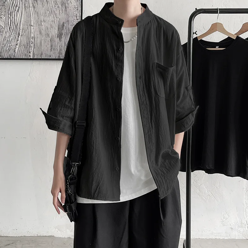 

2023 Summer New Light Luxury Fashion Shirt Men Loose Shirt Comfortable Casual Jacket All-match Boutique Clothing Simple Style