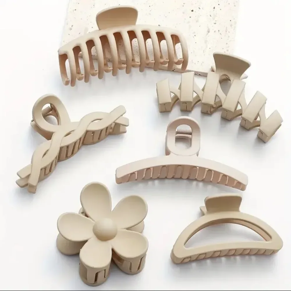 Hair Claw 6Pcs Women Fashion Claw Clip Set Large Multiple Styles Korean For Girls Shark Clips Barrette Hair Accessories
