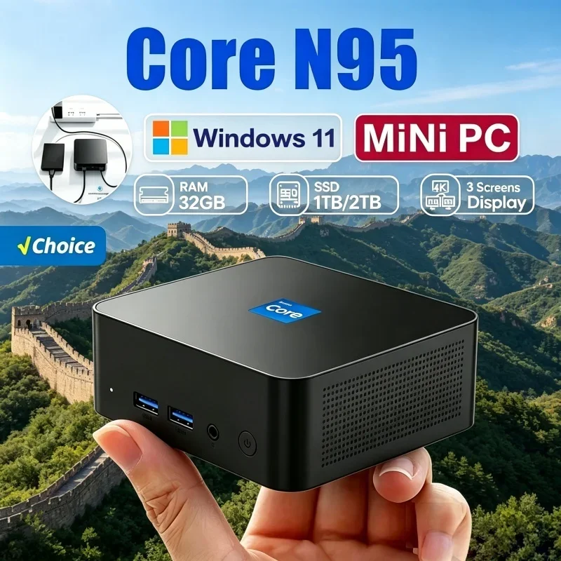 오퓰런트 2026 테이퍼드 미니 PC 윈도우 11 프로 코어 N95 16GB 램 1TB..