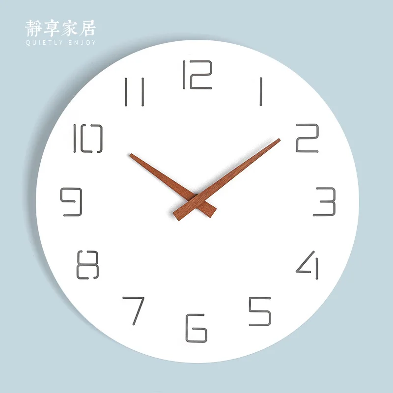 Round White Wood Silent Wall Clocks WHITE  