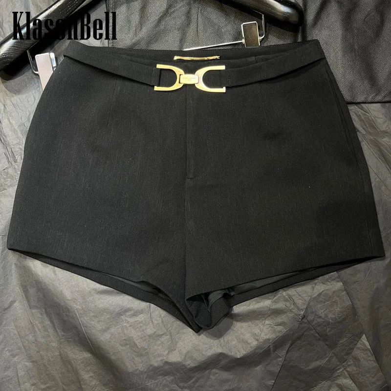 

2.28 KlasonBell Chic Classic Metal Buckle Belt Decoration Solid Color Shorts Women Clothes