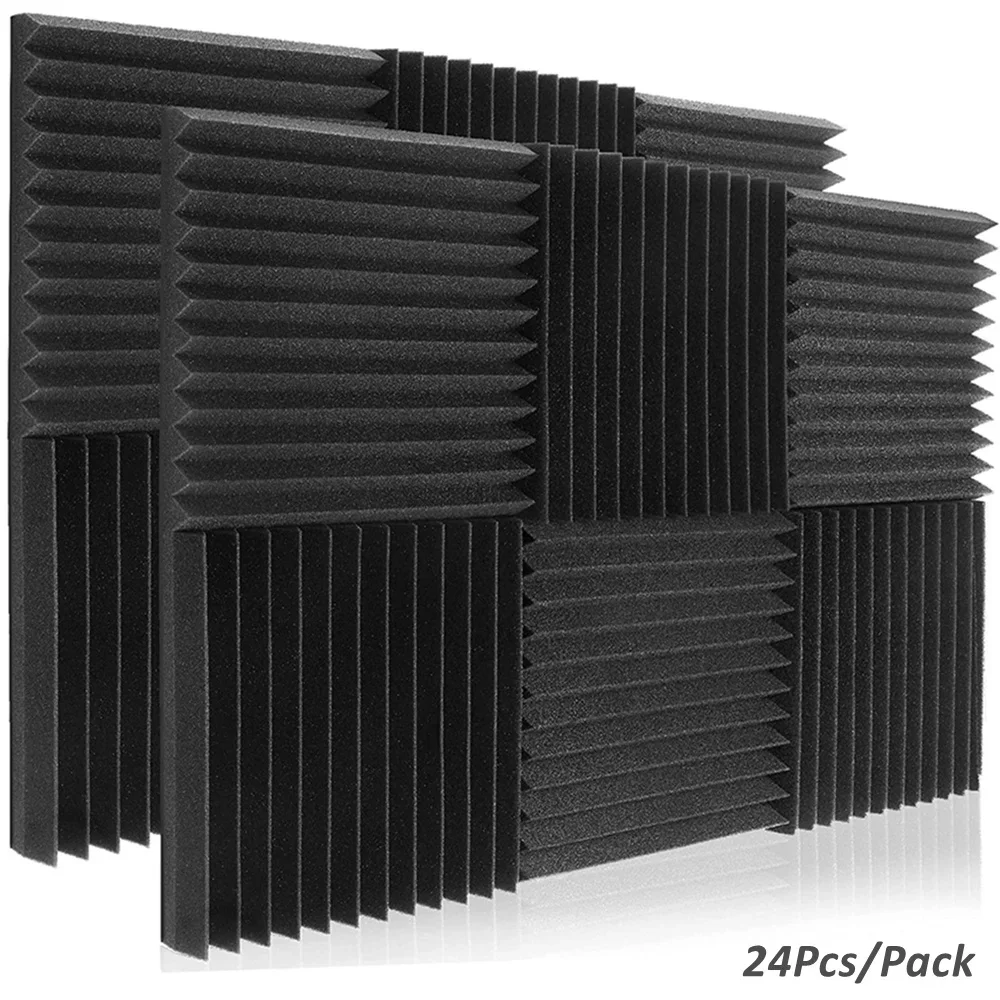 

24Pcs 12"x12"x2" Acoustic Foam Panels Studio Drum Room Sound Absorbing Foam Wedge Tiles Noise SoundProofing Wall Pads for Decor