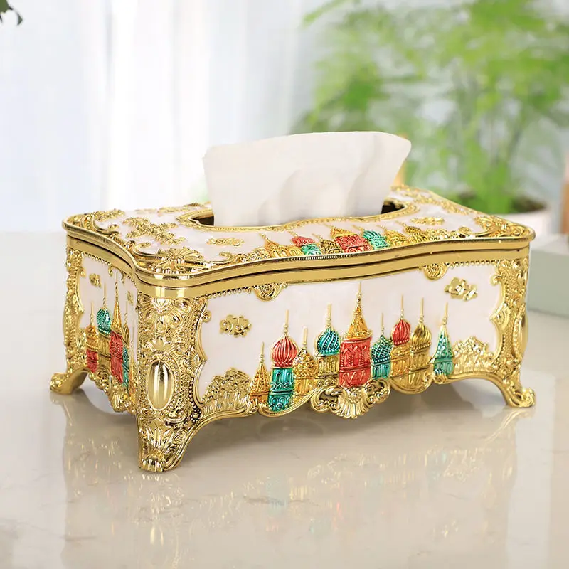 Creative European-style castle tissue holder storage box retro acrylic paper box high-end cafe home kitchen fashion paper box 3