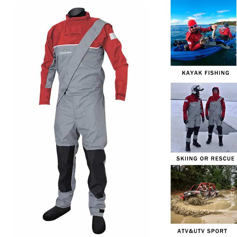 Pánské drysuits s dlouhé na zip 4-layer semi-dry obleků ATV&UTV jízdní vodotěsný šatstvo mudway pro kayaking rybolov lyže obleček