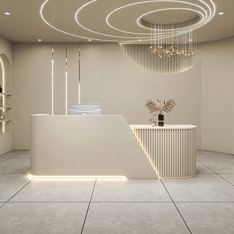 Beauty Salon Reception Desks Counter Bar Front Lectern L- Shape Cashier Reception Center Office Schreibtisch Furniture Counter