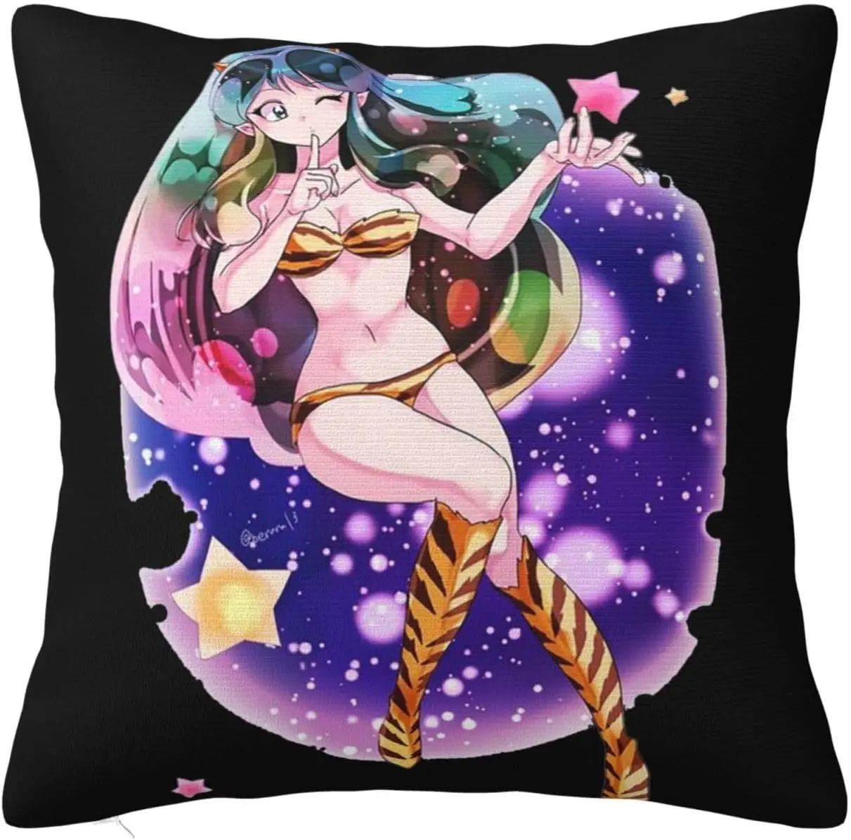 

Urusei Yatsura Throw Pillow Covers Pillowcases Square Anime Decorative Covers Cushion 18"x18"