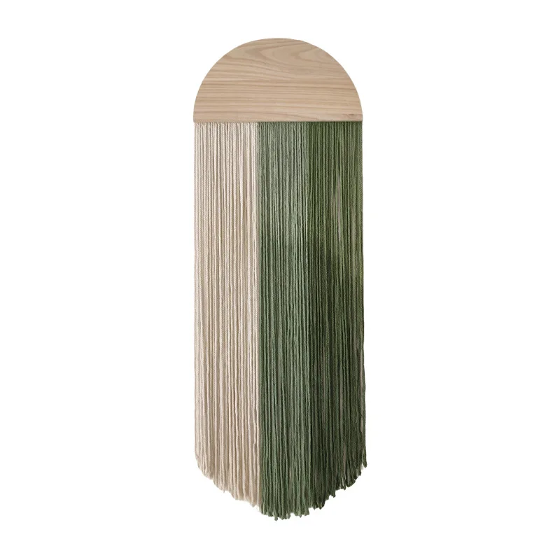 Creative tapestry, hand woven semi-circular wooden board, tassel tapestry, living room, homestay, wall hanging, wall decoration - 4