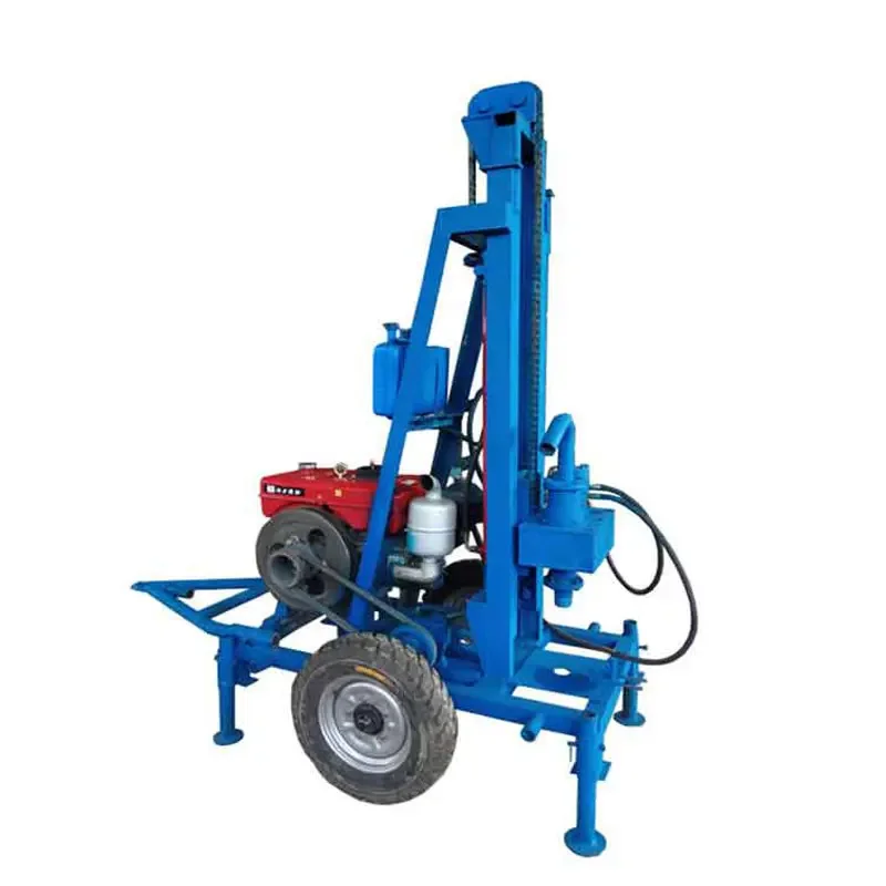 Powerful 22HP Diesel Engine Hydraulic Water Well Drilling Rig Machine With Wheel Trailer 5