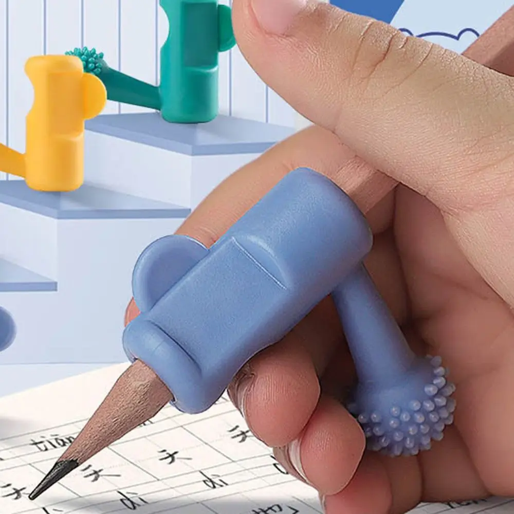 

4 pcs Writing AIDS Silicone Orthosis Writing Posture Handwriting Learning Practice Pen Holder Correct Grip Posture Colorful