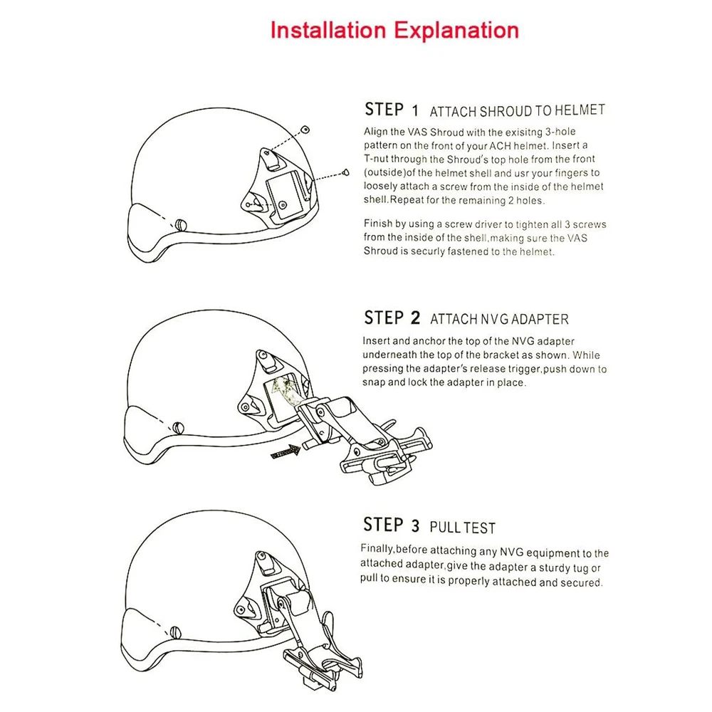 Tactical Helmet Frame Mount NVG Shroud Aluminum Adapter 3 Hole Skeleton Mount ARC Rail For FAST MICH Helmet Accessorie