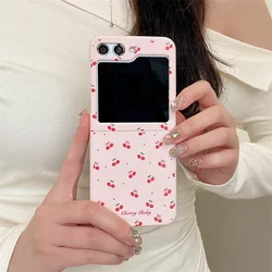 Adorable Cherry Phone Case with Chain and Kawaii Cartoon Design - Samsung Galaxy Z Flip 5 (CR567 - 1)