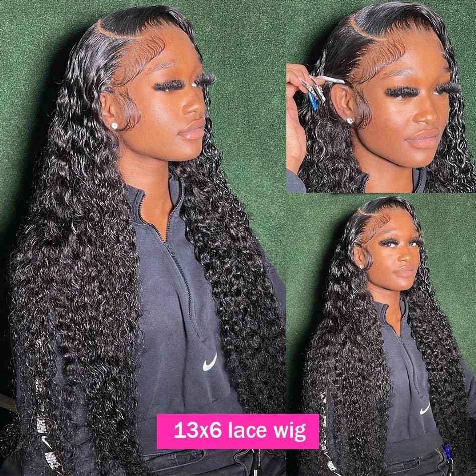 Lace Frontal Wig 13x6 HD Water Wave Wigs Lace Frontal Human Hair 13x4 360 Transparent Lace Front Wig 40 42 Inch Brazilian Human Hair Curly Wigs
