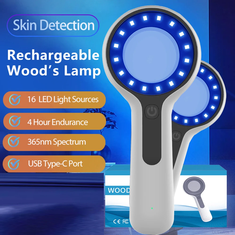 NEW Woods Lamp Skin Analyzer Portable Facial Salon Beauty Analyzer UV Lamp Wood Dermatology for Analyzing Testing Examination