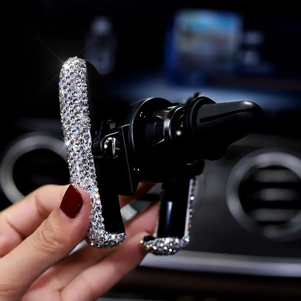 

Crystal Car Phone Holder Universal Women Diamond Car Bracket Shiny Interior Accessories