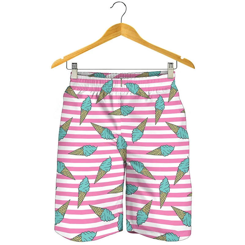 Cartoon Ice Cream Beach Shorts Mens Womens 3d Print Quick Dry Sports Surf Board Shorts Kids Fun Short Pants Y2k Girl