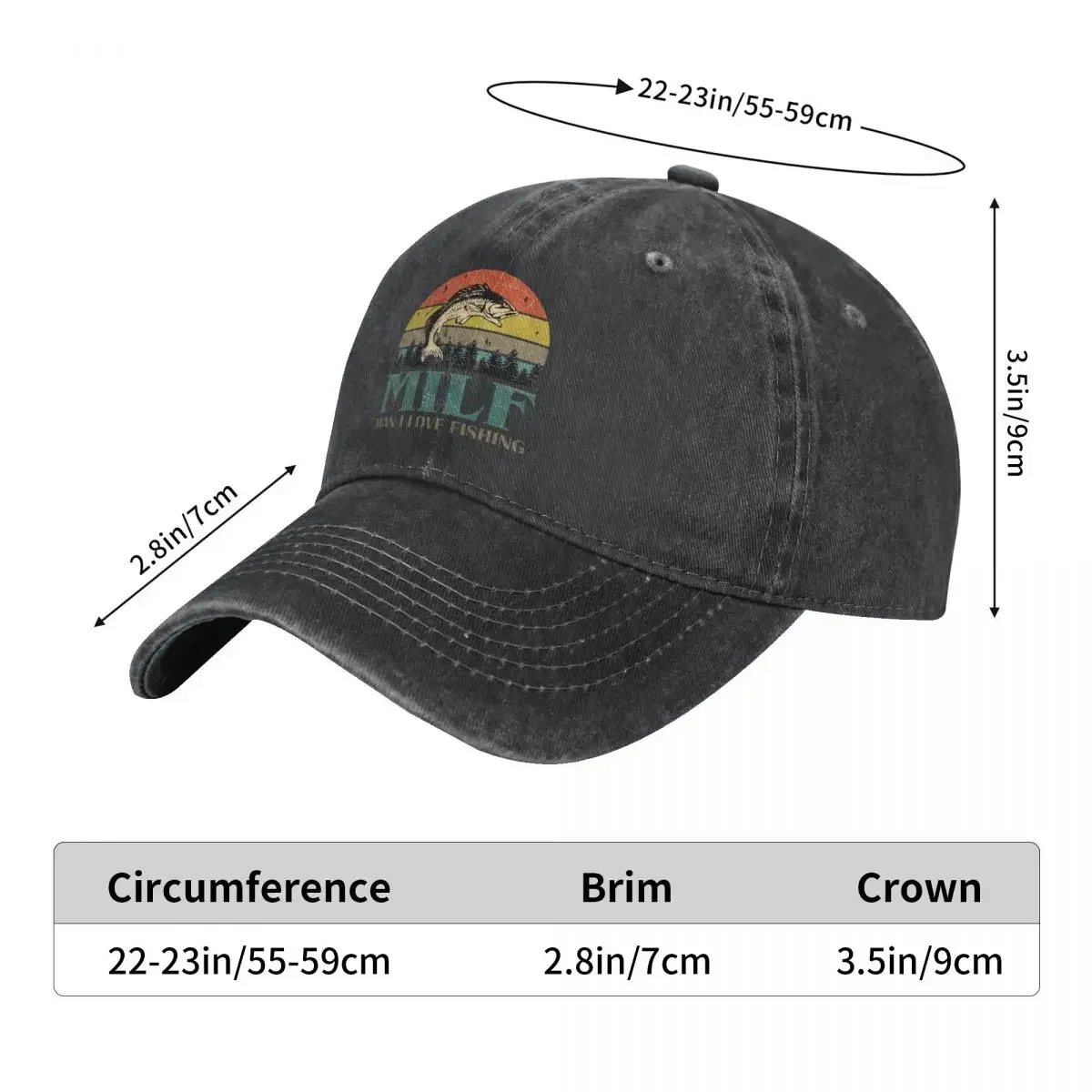 Pure Color Cowboy Hats MILF Man I Love Fishing Retro Women's Hat Sun Visor Baseball Caps Fishing Peaked Trucker Dad Hat 3