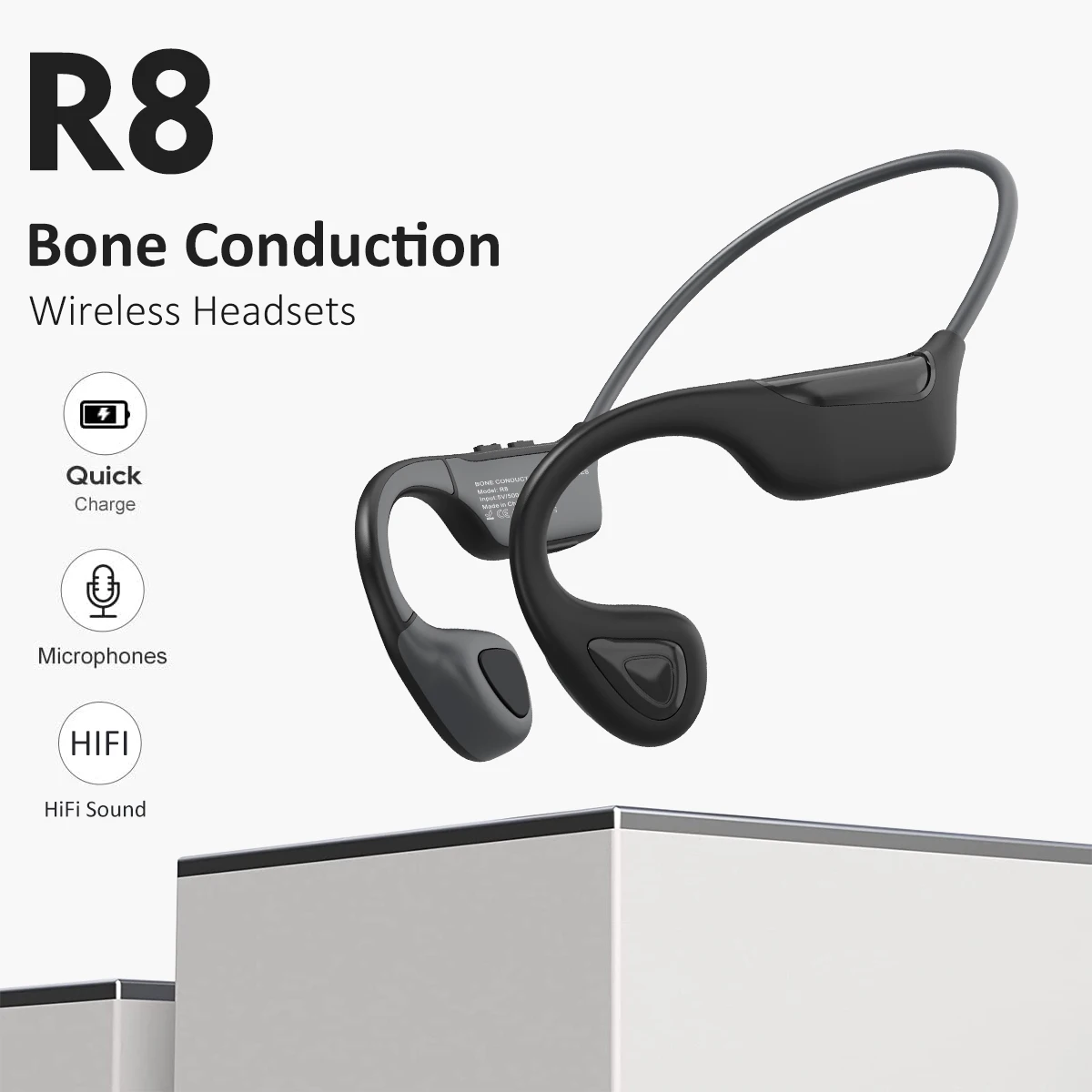 P8 Knochenschallkopfhörer, kabellos, Bluetooth 5.3, wasserdicht, Sport-Headset mit Mikrofon für Gaming, Training und Laufen_voghion.com