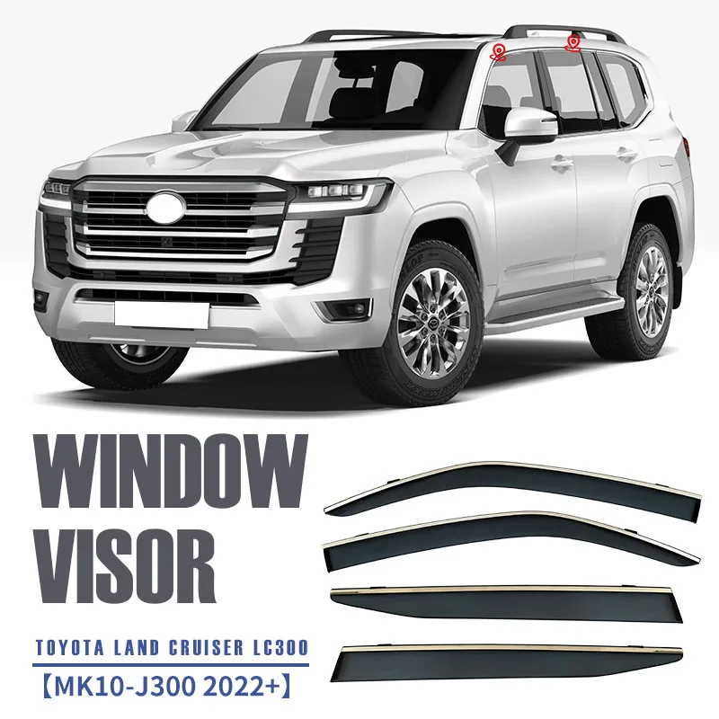 

For Toyota LAND CRUISER 1984-2023 J70 J80 J100 J200 J300 Present Plastic Window Visor Vent Shades Sun Rain Deflector Guard