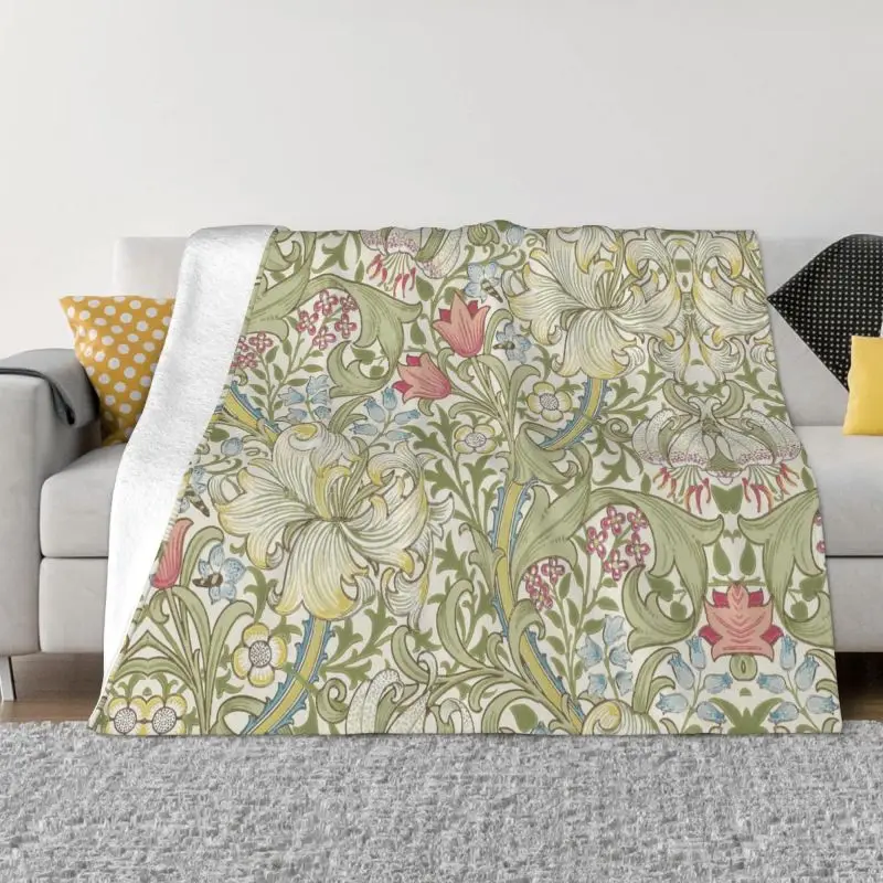 

Sofa Fleece Throw Blanket Warm Flannel Textile Pattern Blankets for Bed Travel Couch Quilt Bird By William Morris