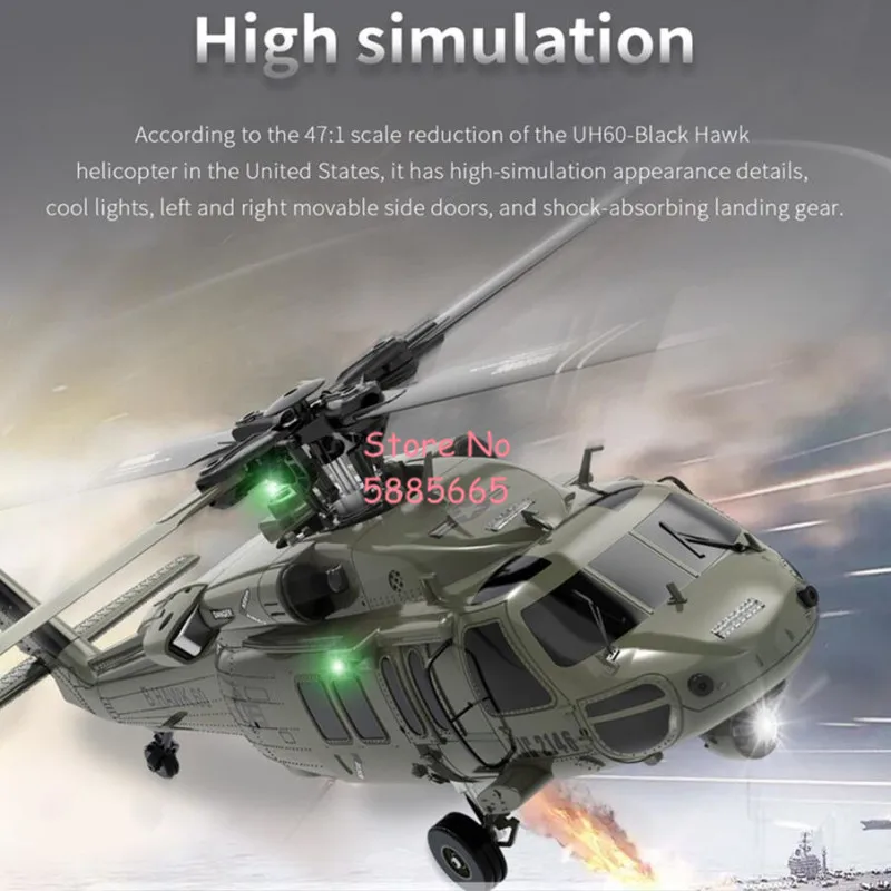 Professional Brushless RC Helicopter Fighter Large 1:47 UH60 Black