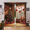 2Pcs Christmas Curtains Christmas Tree Cute Winter Holiday Xmas Gifts Snowflakes Elf For Living Room Window Home Drapes 2