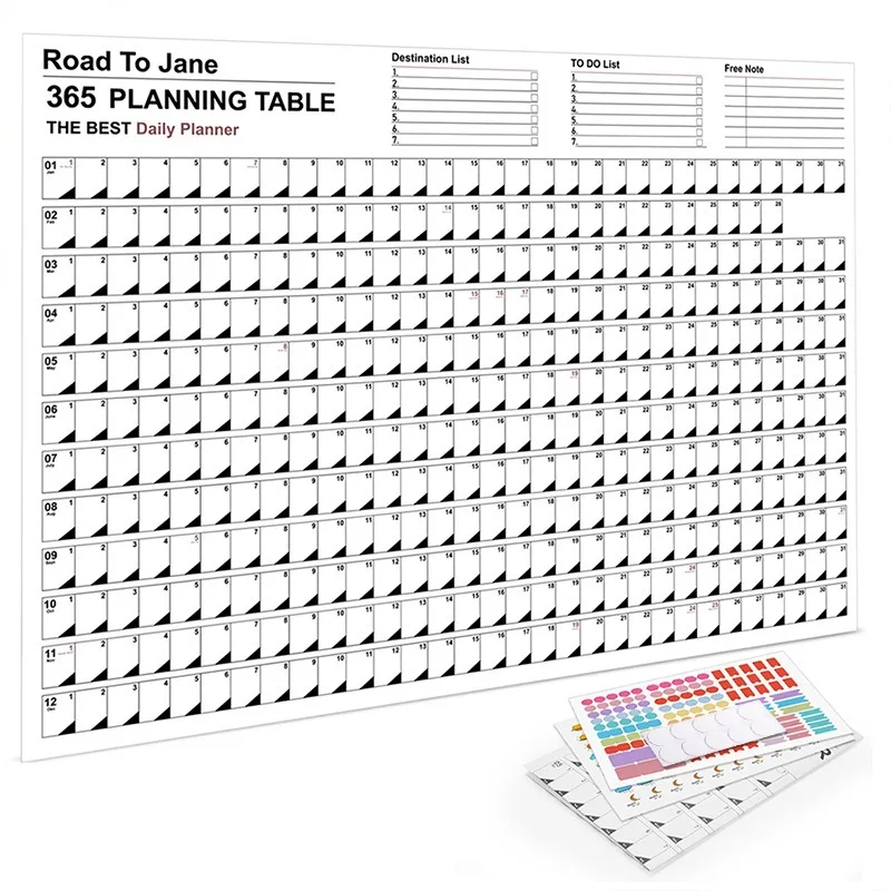 2026 New Yearly Daily Calendar Wall Schedule Planner Sheet Paper 365 Day Plan Annual Hanging Planning Weekly Agenda Pad Month 12
