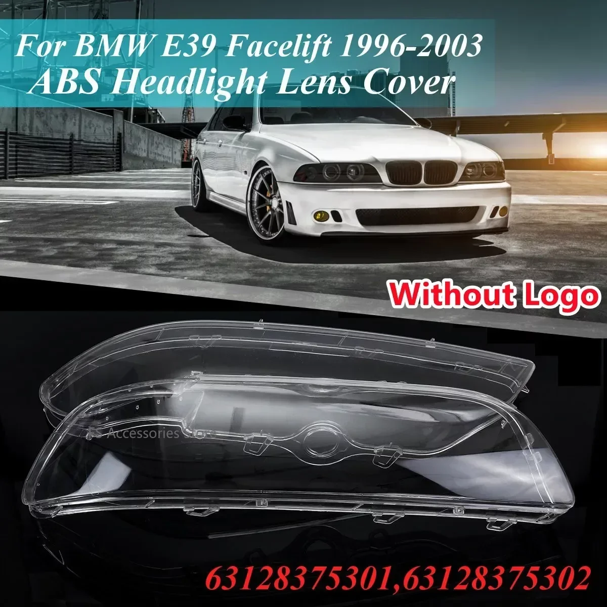 Headlight Cover Headlight Lens Cover L / R Headlight Cover Shell Car Headlight Lens Cover For BMW E39 4-Door Facelift 1996-2003