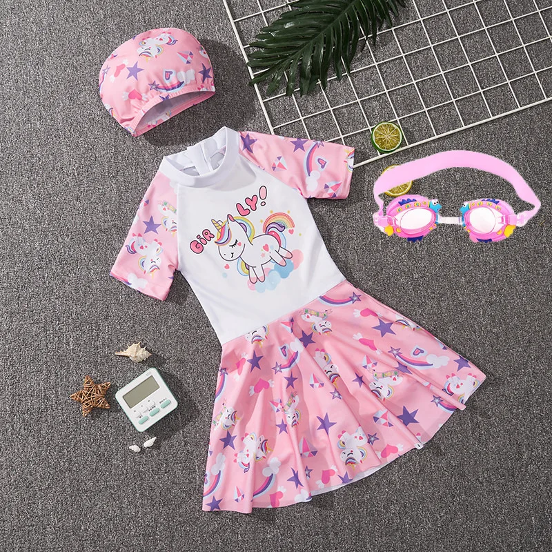 SwimmyCubs Children's Swimming Costumes Girls One-piece Dresses Swimming Costumes Girls Swimming Dresses