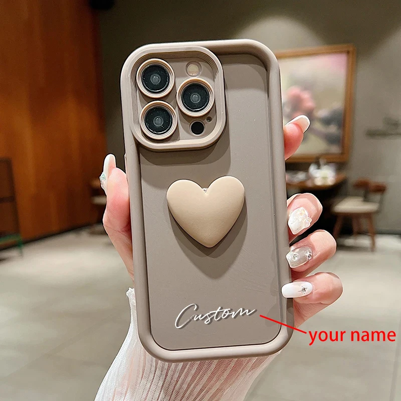 Personalized Custom Name Cute Love Heart Luxury Silicone Candy DIY Phone Case