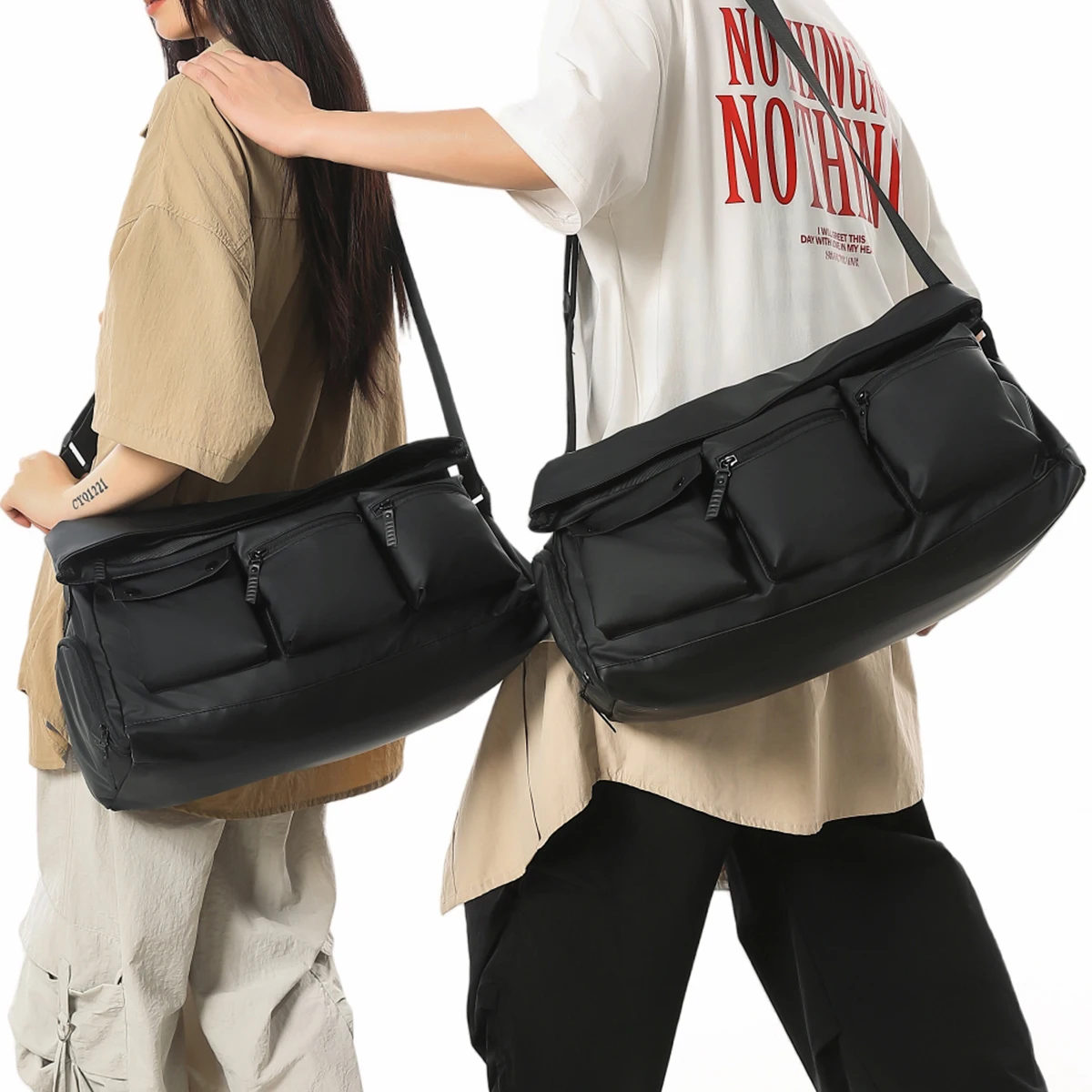 Travel Bag Men's Satchel Large-Capacity Short-Distance Travel Business Trip Boarding Bag Luggage Bag Lightweight Sports Shoulder Bag Men's Hiking Work Student Class