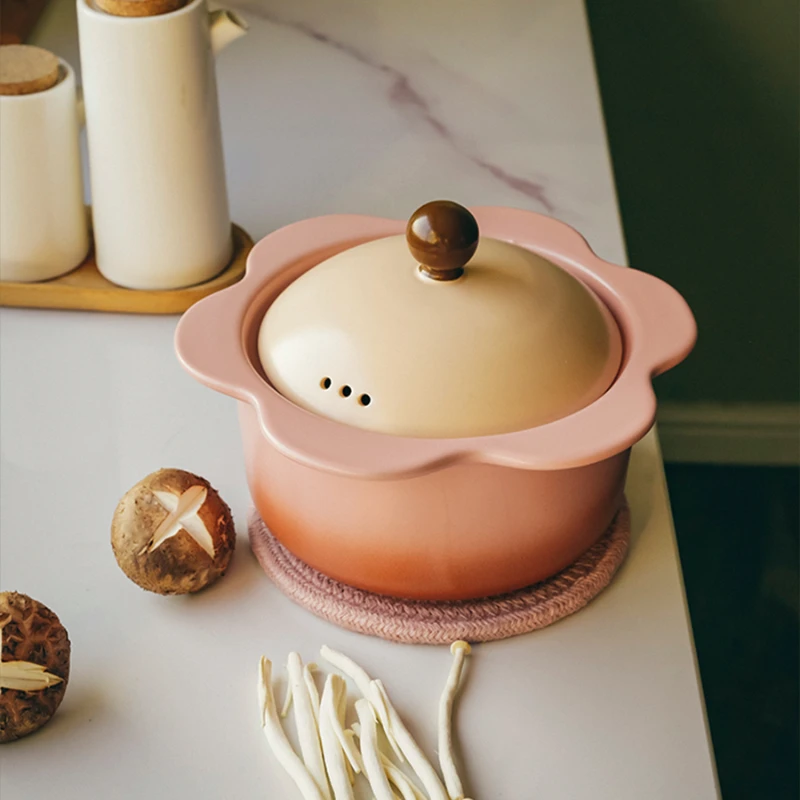 

Розовые кухонные кастрюли для здорового приготовления, высокая внешность, маленькая кастрюля, можно открыть, газовая плита, домашняя кастрюля с подсолнухом