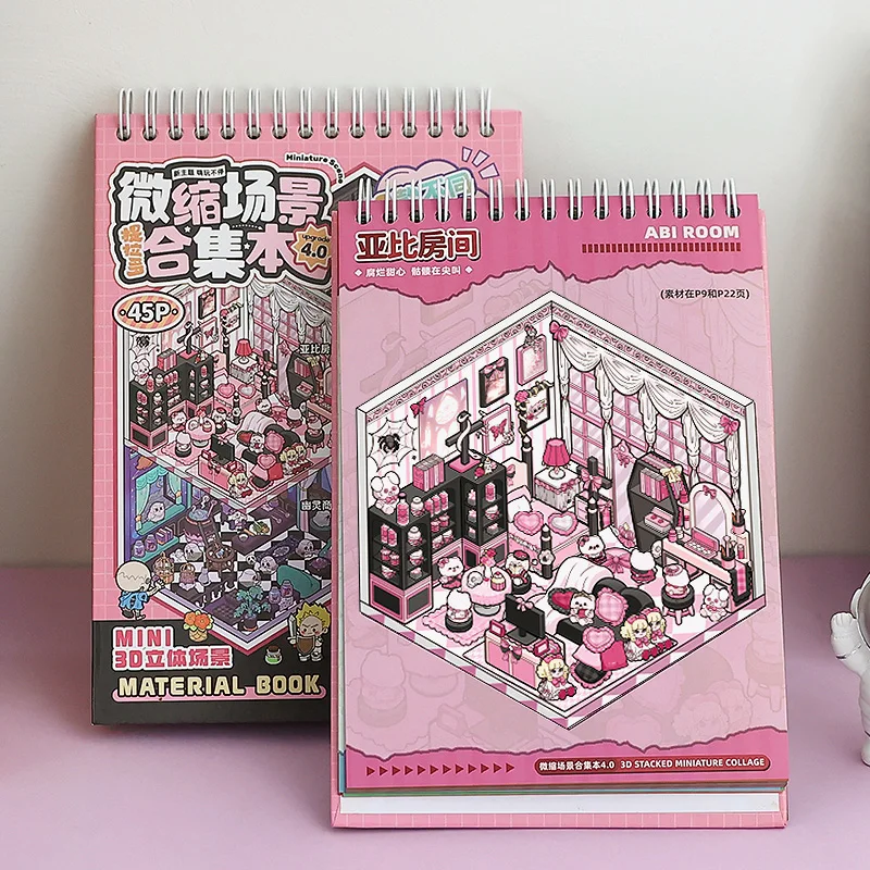 25pcs Die-Cut Stickers + 20 Scene Cards, Micro-Pore Theme Diorama Sticker Book for Journal Scrapbooking 3D Layout Set, Mr. Paper