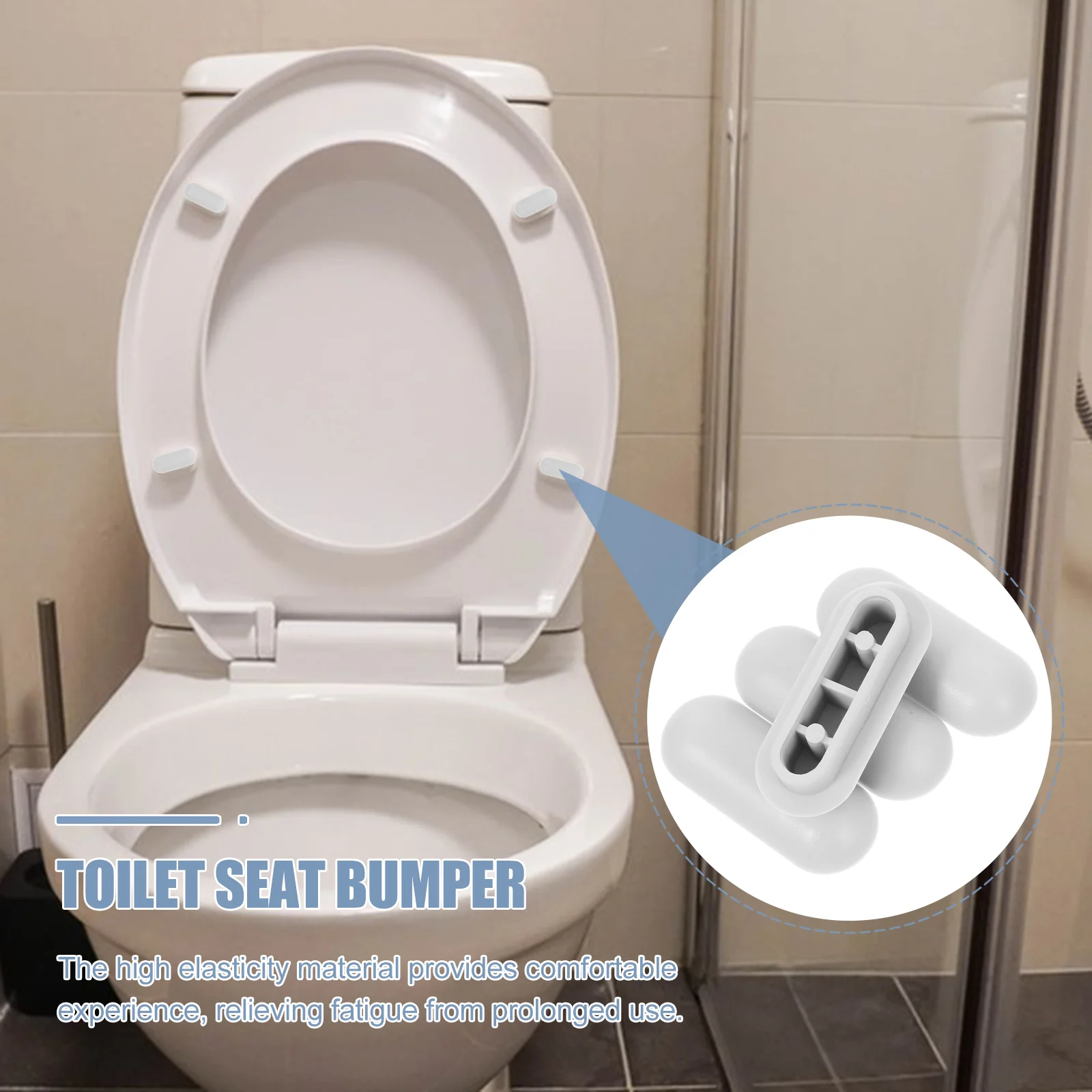 4 Pcs Bidet Toilet Seat Gasket Bumpers for Seats Pads Replacement Kit Cushioning Light Grey Lid