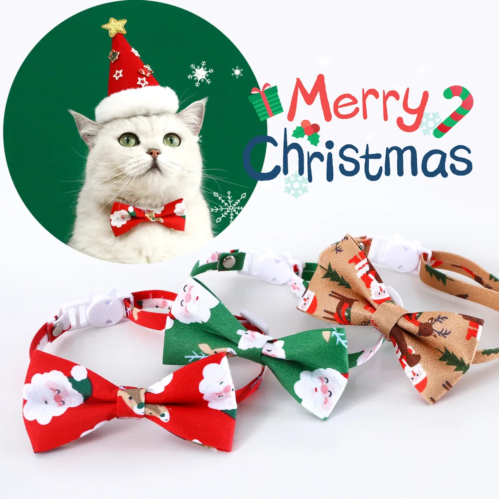 Christmas Series Pet Cat Dog Print Santa Claus Tree Elk Bowknot Collar christmas-series-pet-cat-dog-print-santa-claus-tree-elk-bowknot-collar