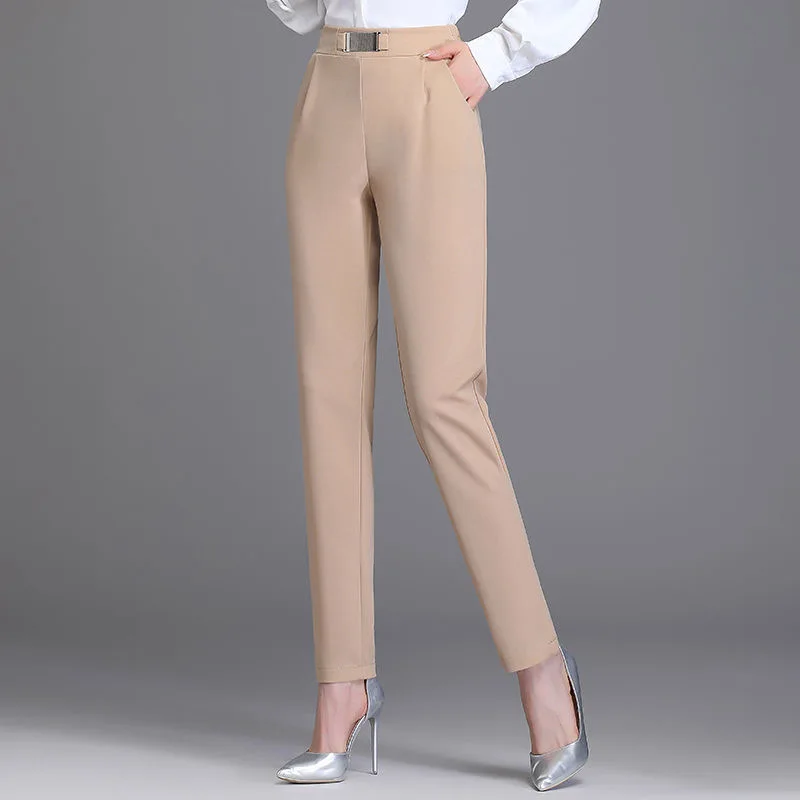 Elegant High Waist Solid Ankle-Length Pants Office Ladies Skinny Chic Trousers Female Casual Fashion Pants Women
