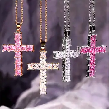 Crystal Jesus Cross Necklace 1