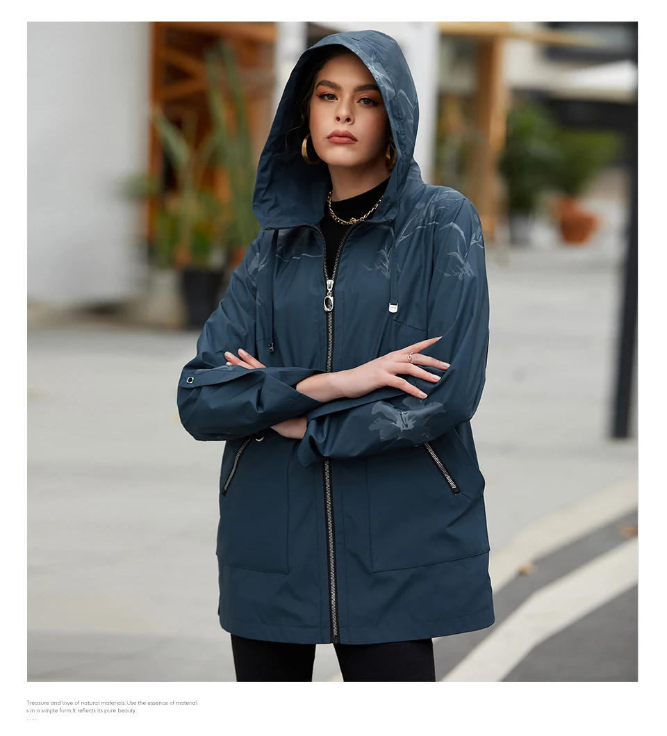 HaiLuoZi 2021 New Spring Women's Windbreaker Loose Fashion Printing Casual Women Coat High Quality Traf Zipper Short Jacket 9679 best winter jackets