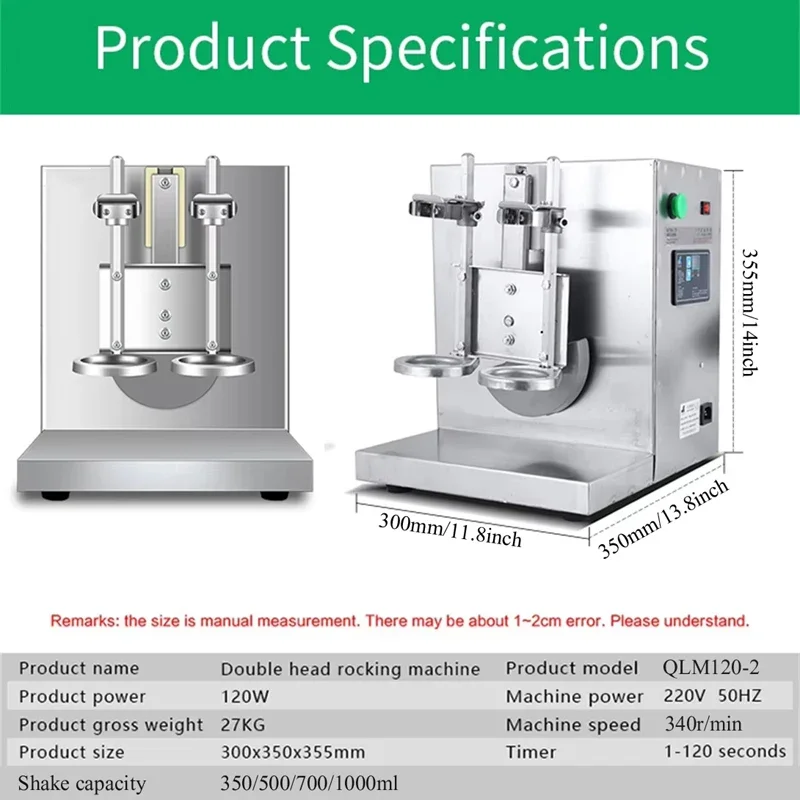 PBOBP With Cups Commercial Boba shaker Bubble Tea Shaker Stainless Steel Double-head Pearl Milk Tea Shaking Machine 2