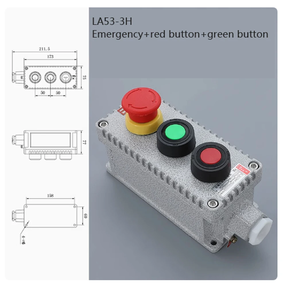 2Pcs Explosion Proof Emergency Button Mushroom-shaped Umbrella Machine Panic Switch Security Alarm Aluminium Alloy Control Box