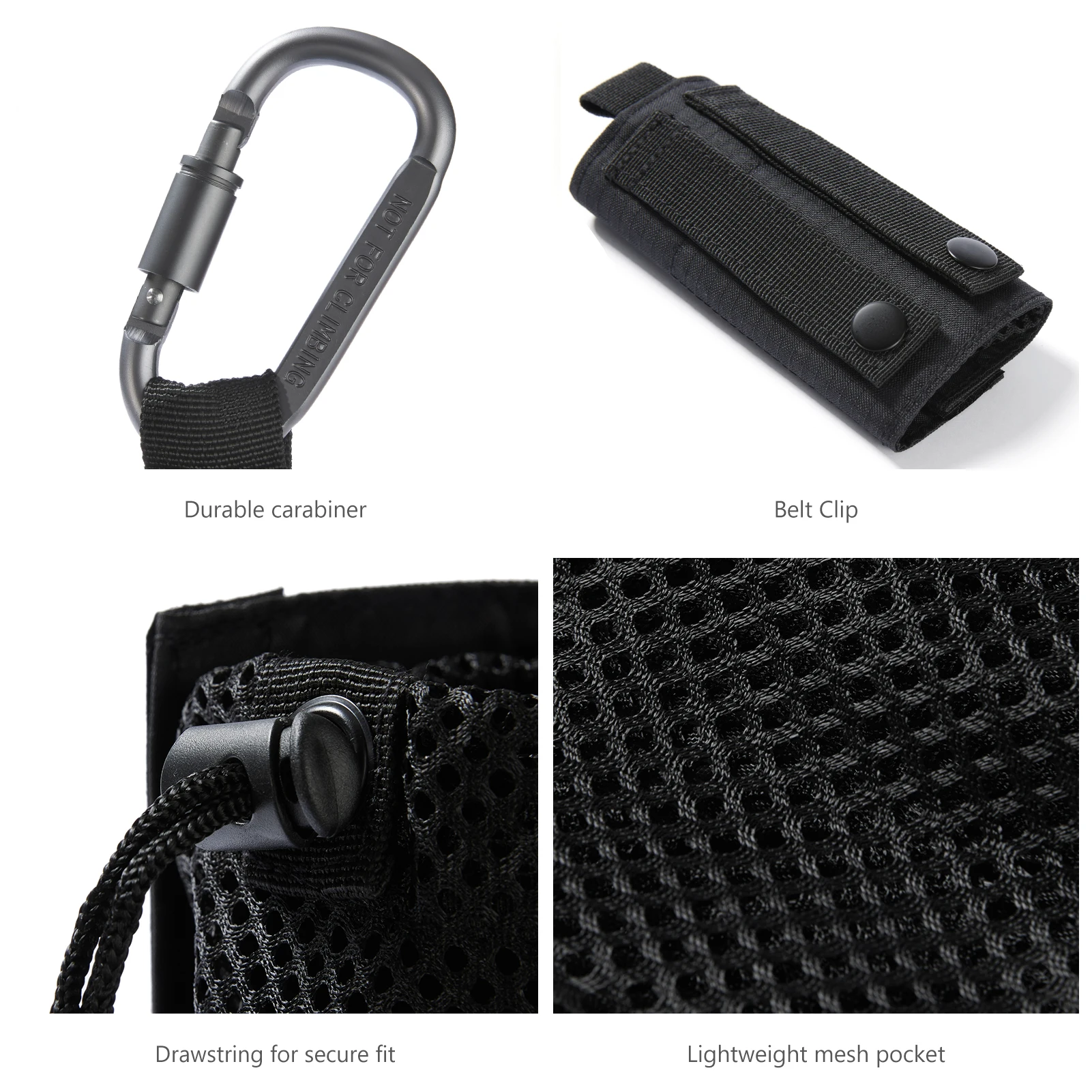 Water Bottle Pouch with Molle Straps Belt Clip Carabiner Foldable Mesh Holder Bag for Travel Fishing Hunting Hiking