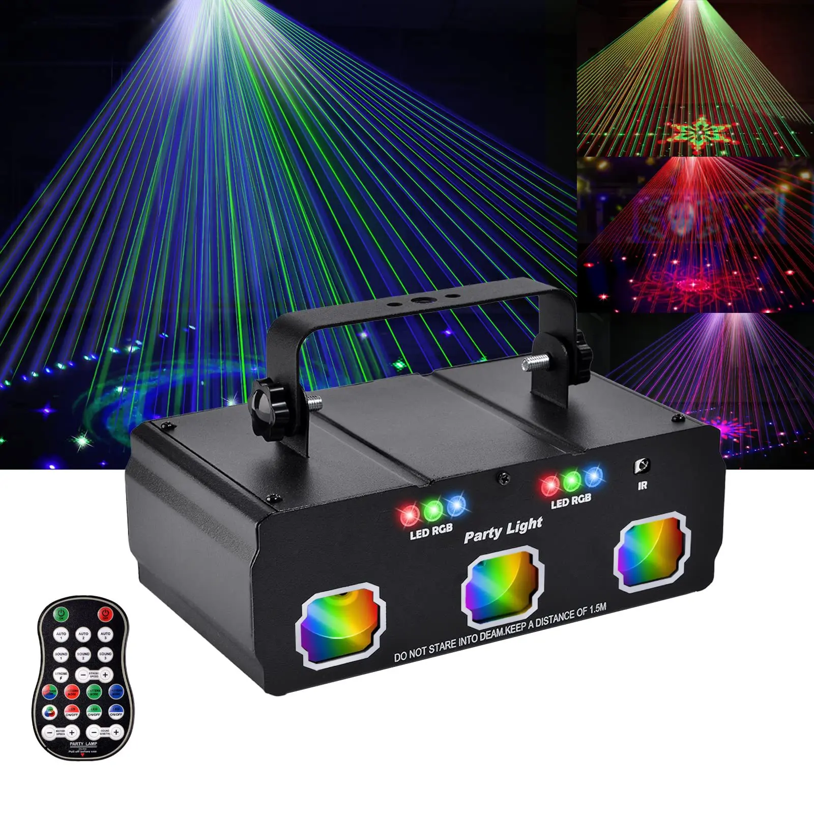 

LED Party Red Green Laser Light RGB Beam Patterns Projection Lamp DMX Strobe Room Decor DJ Bar Disco Club Parties Stage Lighting