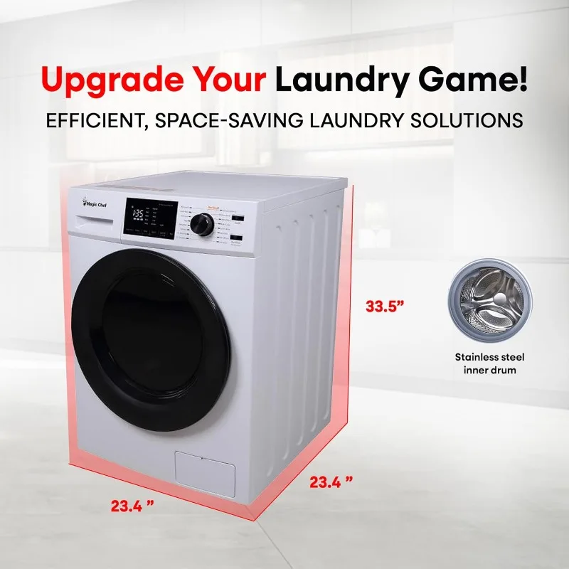 Magic Chef 2.7 Cubic Foot Front Load Portable Compact Electric Washing Washer And Dryer Machine Combo Appliance, White 3
