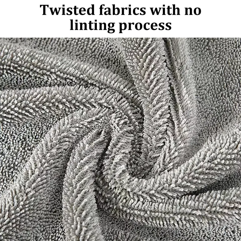 SHSCLY Microfiber Car Drying Towel Super Absorbent Twist Pile Car Towels Rapid Drying Large Cleaning Lint-Free Detailing Cloth Gray 19.7 X 23.6 Inches Pack Of 2