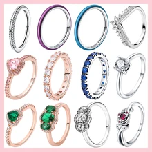 

2022 New 925 Sterling Silver Rings Rose Gold Sparkling Zircon Elevated Heart Engagement Anniversary Wedding Finger Ring Jewelry