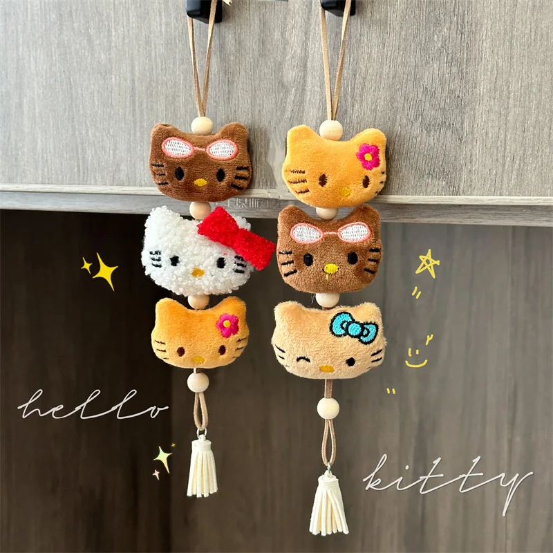 산리오 블랙 스킨 헬로 키티 인형 매력 펜던트 장난감, 수제 직조 자동차 장식품, 소녀 하트 가방 장식, 어린이 크리스마스 선물