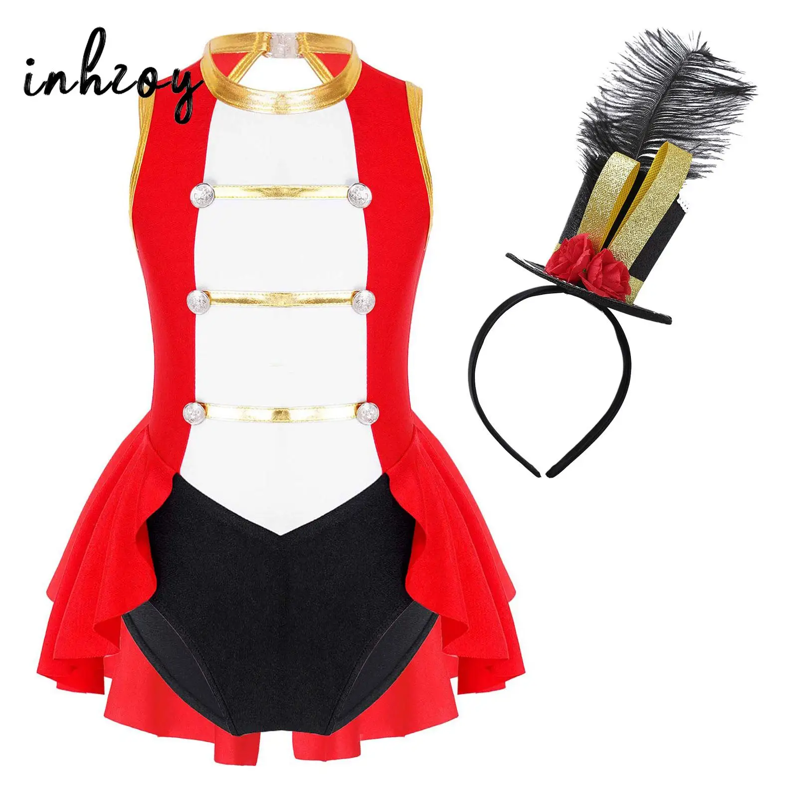 Cosplay Costume Kids Girls Dress Halloween Dress Outfit Girls Ringmaster Circus Costume Festival Performance Dance Leotard Dress Halloween Carnival Themed Party Role Play Dancewear
