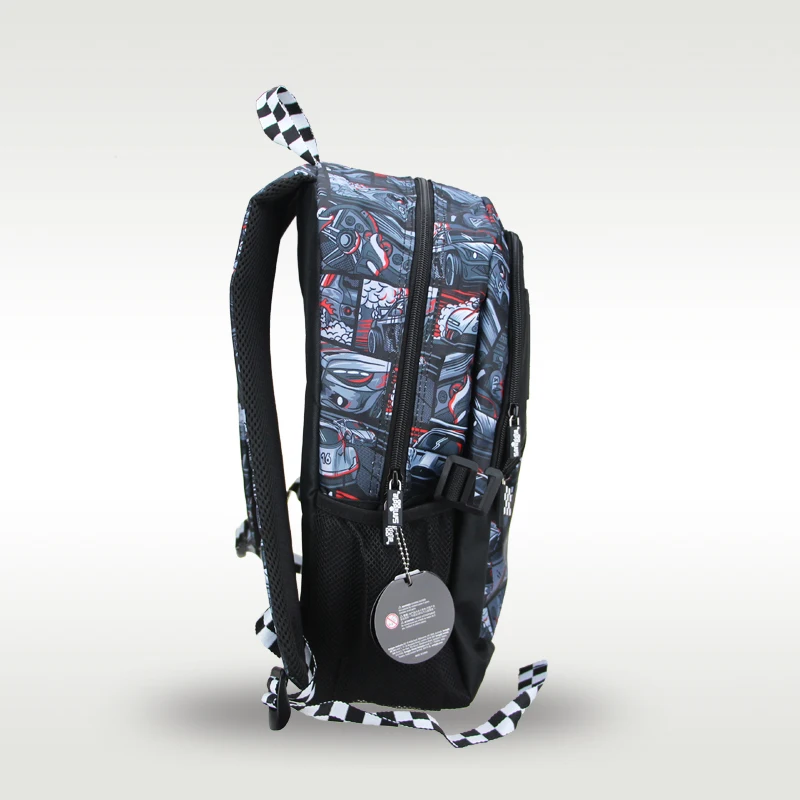 Australia Smiggle original hot-selling children's schoolbag black racing boy cool high-quality schoolbag 16 inches 4