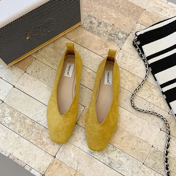 Women's Square Toe Vintage Flats Soft Loafers Comfortable Leather Ballet Shoes for Female Dress Shoes Mujer 2026 New 1